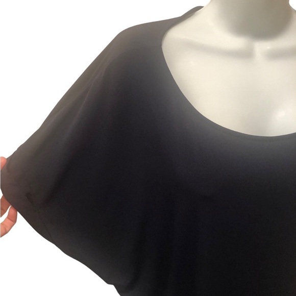 Calvin Klein SS Navy Black Color-Block Career Tunic Top Sz XL Scoop Neck Stretch - Picture 3 of 5